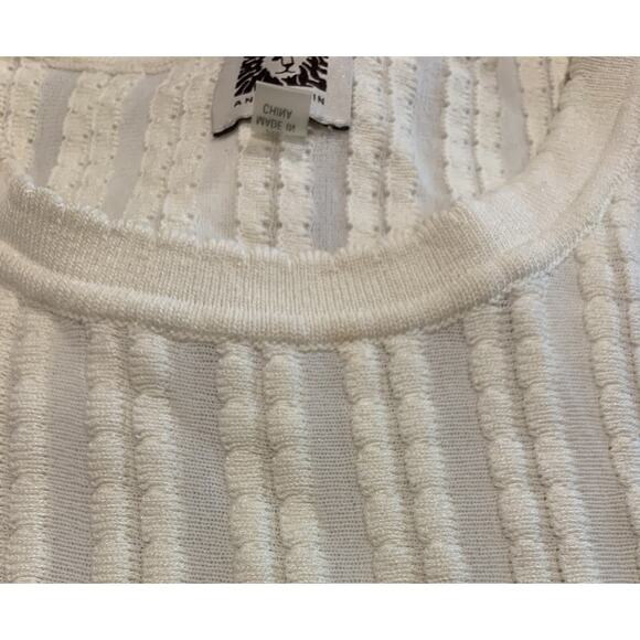 Anne Klein Dress Womens XL Ex-Large Sleeveless Cream Crochet Knit Summer Dress - Picture 6 of 12